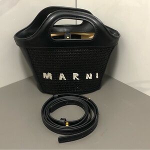Marni Black Woven Tote Bag